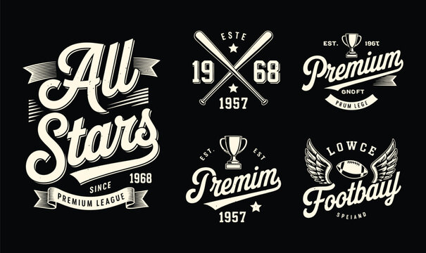 All Stars premium league varsity typography vector badge design for vintage football t shirt prints