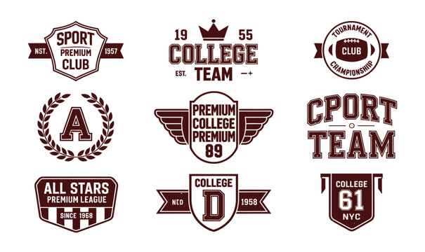 Sport college varsity typography vector lettering pack for vintage athletic t shirt badge design