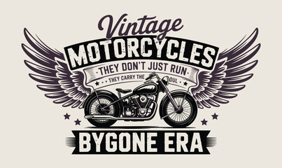 Obraz premium Vintage motorcycle wings typography vector emblem design for custom chopper t shirt and garage prints