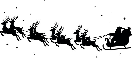 Santa claus riding reindeer sleigh in starry night sky © Arafat Sajid