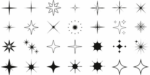 Collection Of Black And White Star Spar Shapes On A White Background astral celestial constellation © Ranajit