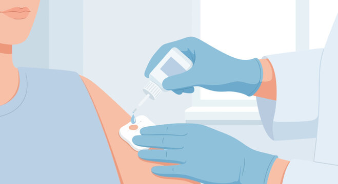 Doctor administering vaccine injection on patient's arm, healthcare concept