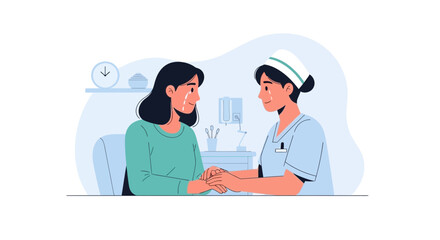 Fototapeta premium Nurse Comforting Crying Woman, Empathy, Sadness, Healthcare Support Concept