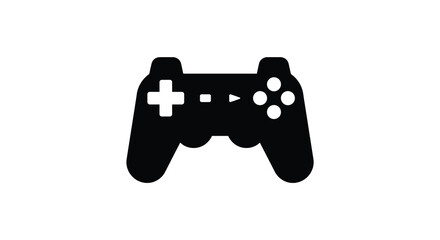Black gamepad silhouette against a white background a simplified representation of a gaming controller silhouette joystick play digital © Sumon