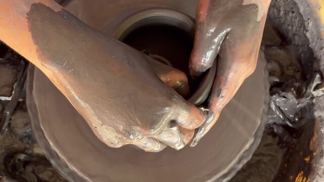 The process of creating pottery.&nbsp;