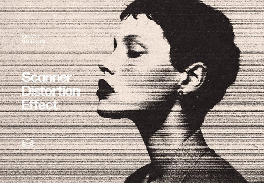 Scanner Distortion Photo Effect For Poster And Social Media Design