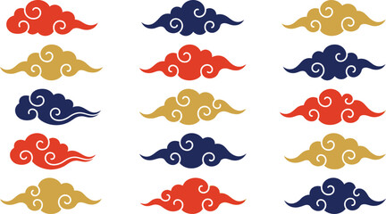 Set of nine stylized of octopuses in red, yellow, and blue colors sea creature red octopus yellow octopus © GR Graphics