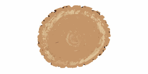 Tree trunk cross section illustration with concentric rings on a white background annual wood grain © Ranajit