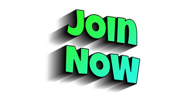 3D join now text typography animation video for online membership registration subscription website call to action