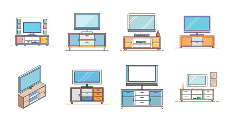 Fototapeta premium Flat icons of different laptop computers - Colorful flat-style icons showing various laptop computers in a clean, organized layout.