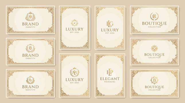 Elegant Brand and Luxury Boutique Design Templates with Ornate Borders