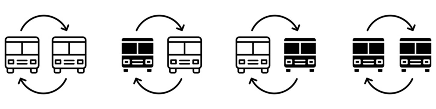 Bus transfer icon vector set. Public transport interchange illustration sign collection. Transfer symbol. Transit connection logo or mark.