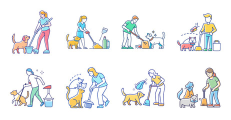 Fototapeta premium Colorful cartoon family playing outdoor activities - Bright cartoon family enjoying various fun outdoor activities together in a cheerful setting.