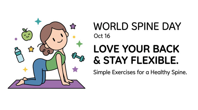 World Spine Day Concept Illustration with Yoga Exercise