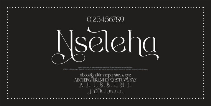 Nseleha Premium luxury elegant alphabet letters and numbers. Elegant wedding typography classic serif font decorative vintage retro. Creative vector illustration