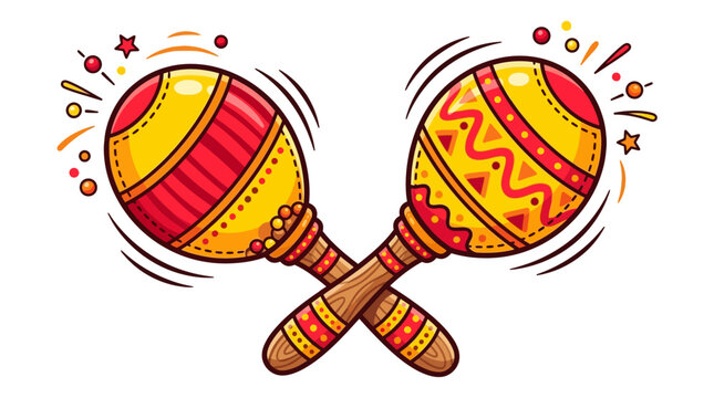 Vibrant colorful maracas musical instrument cartoon style