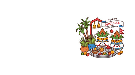 Obraz premium Happy Phulpati Dashain Festival Greeting Illustration