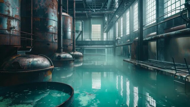 Massive Derelict Warehouse Featuring Urban Decay and Cinematic Lighting Effects