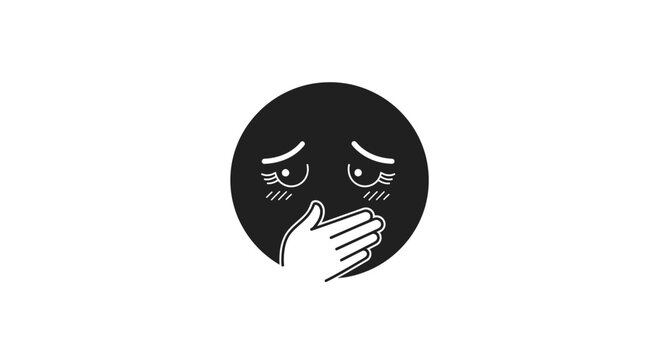 Emoticon face showing distress and covering mouth