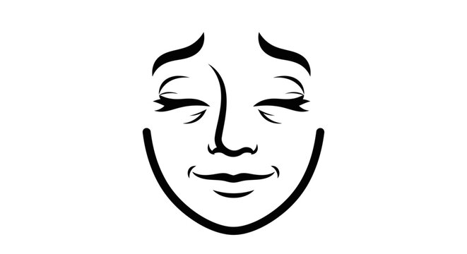 Stylized face expressing contentment and joyful emotion