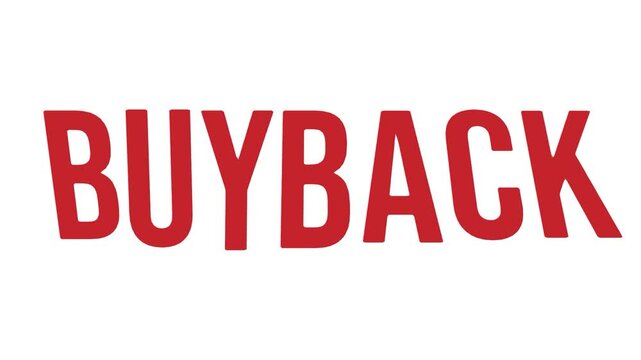 Red buyback text animation sign element for retail video motion graphic commercial business finance stock return refund layout