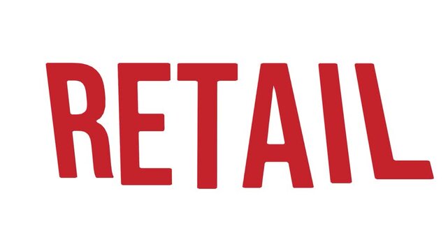 Red retail typographic text animation template for business store video motion graphic commercial shopping market sale design project layout