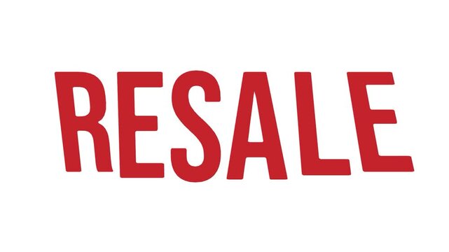Red resale text sign animation template for second hand video motion graphic marketplace shop store business retail commerce