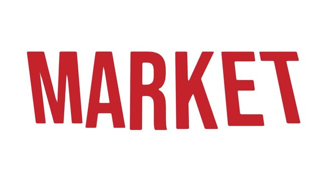 Red market text typographic animation banner design for retail video motion graphic finance business shop store commerce promotion template