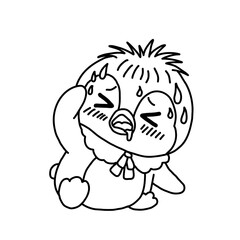 Obraz premium Cute Flustered Sweating Penguin Illustration
