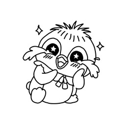 Obraz premium Cute Star-Eyed Penguin Illustration