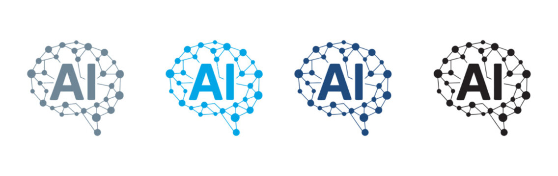 Artificial intelligence brain network illustration, abstract AI thinking learning system, technology connection innovation data processing vector concept