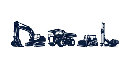Construction Machinery Silhouette Icon Set © mboku