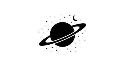 Minimalist Ringed Planet Vector Illustration © mboku