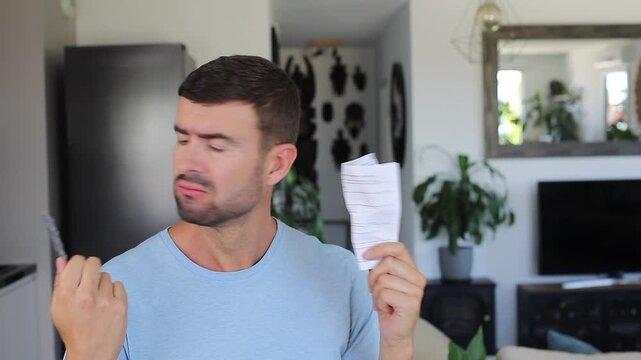 Man reading the leaflet of his new medication 