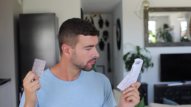 Man reading a medication leaflet