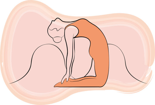 Illustration vectorielle SVG de la posture de yoga Ustrasana. Ic&ocirc;ne flat design du Chameau, symbolisant la flexion arri&egrave;re, l'ouverture du c&oelig;ur et la souplesse.