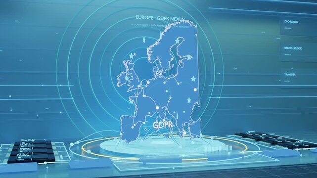 Booting holo Europe map and ring emitter after boot signal on console, monitoring GDPR nodes