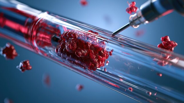 Microscopic view of a medical probe dissolving a blood clot within a vessel