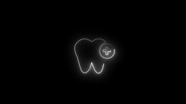Neon Tooth Shield and Check Mark Icon Animation, Dental Care Protection Concept, dental care video animation in neon light 4k animation 