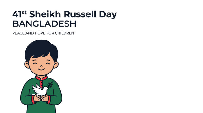 41st Sheikh Russell Day Illustration with Peace Dove for Bangladesh Children