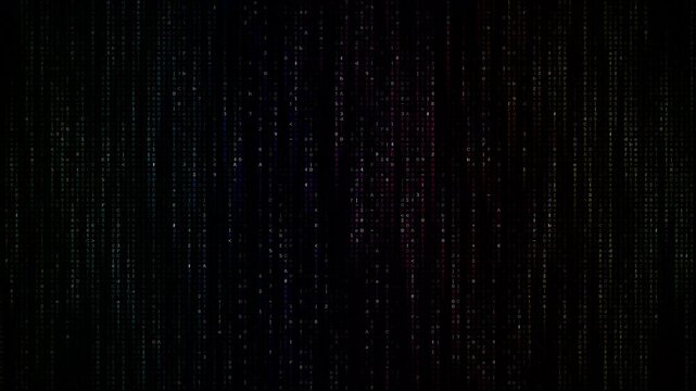 Rainbow Shift Binary Code Rain Background - Multicolor Digital Data Stream 4K Seamless Loop