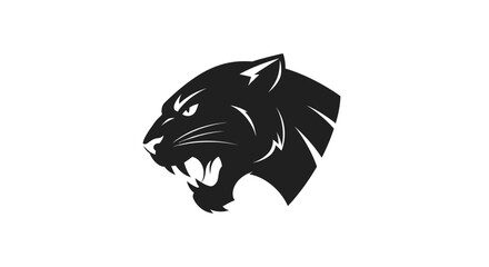 Aggressive wild cat head profile illustration isolated on white background © Kenari