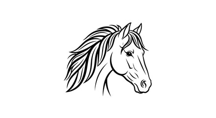 Elegant horse head illustration with flowing mane vector art © Kenari