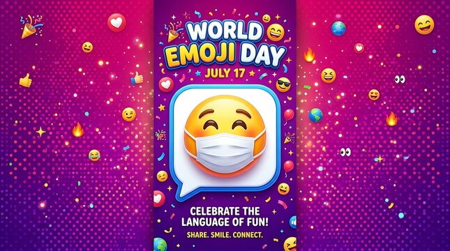 World emoji day poster design celebrating the language of fun