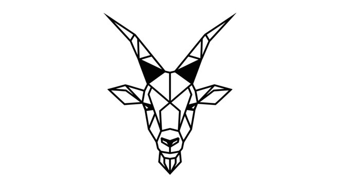 Geometric goat head abstract art minimalist design