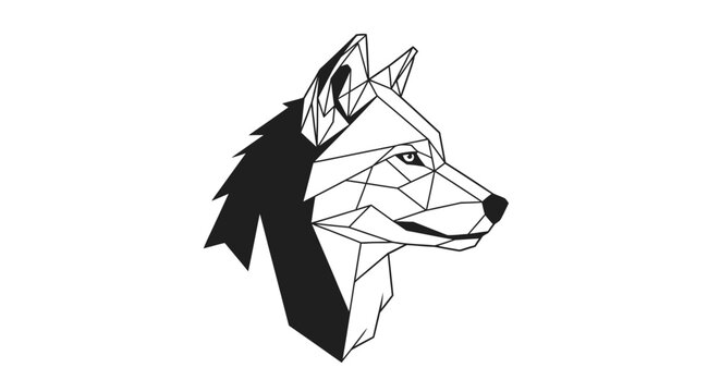 Geometric wolf head profile silhouette abstract polygon art