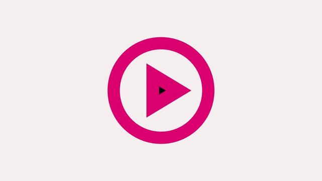Video play simple arrow icon on animated white background.Play button icon animation on . Video play button icon concept .