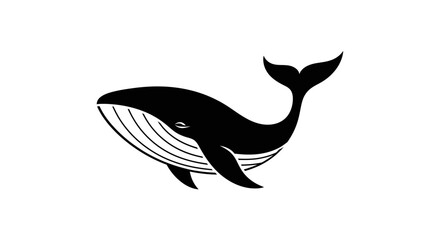 Fototapeta premium Stylized black whale illustration isolated on white background