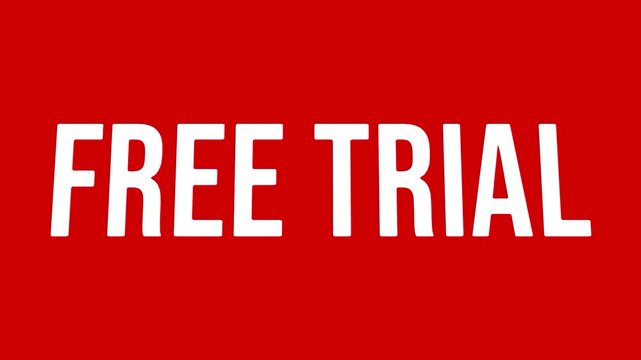 Free trial promotional text sign word element animation on red background for business service membership video motion graphic template