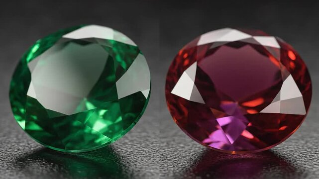 Two Oval Cut Alexandrite Gemstones Displaying Color Change